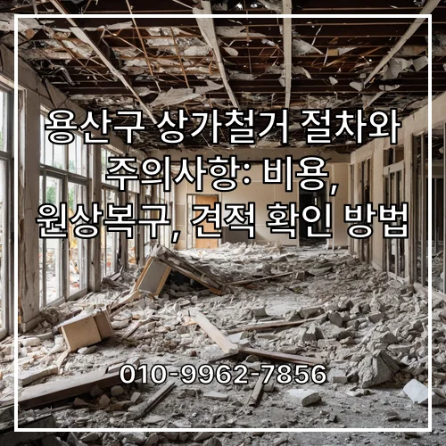용산구 상가철거 절차와 주의사항: 비용, 원상복구, 견적 확인 방법